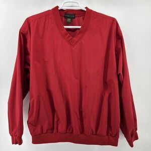 Izod Club Pullover Men's Large Red Outerwear Rain Resistant Golf Wear V Neck